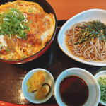 和食さと - 厚切りロースカツ丼＋ザルそば