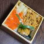 Onahama Bishoku Hoteru - うにの貝焼き食べくらべ弁当（１，４８０円）２０２２年８月