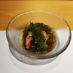 鮨 ふくじゅ - もずくとずわい蟹と海ぶどう ♪