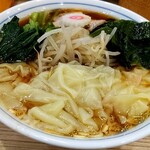 らーめん 高尾 - ワンタン麺・高菜・わかめ・もやしトッピング