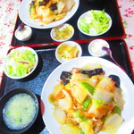 Karyuu Hanten - ２人の日替わりランチ・あんかけ焼きそばセット　７５０円（税込）【２０２２年８月】