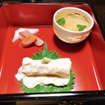 石ばし - ゆば、蟹煮凝り、たらこカラスミ