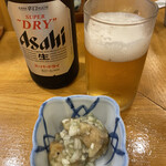 味のまる藤 - お通しと瓶ビール