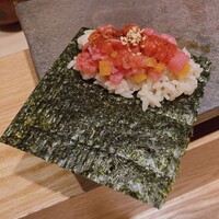 鮨 あさひ - 本マグロのトロたくの手巻き