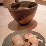 すし匠 - ぼたん海老の生と焼きもの