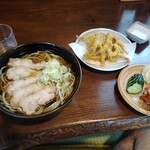蕎麦処 若佐 - 冷鴨そば￥850＋ゲソ天￥350=￥1200