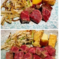 弥勒 - 上:Aコース60g    下:Bコース100g    焼き方はレア