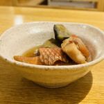Kikyou - ◎お通しの金目鯛と夏野菜の煮浸し