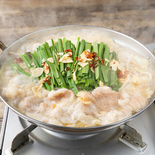 Delicious offal Motsu-nabe (Offal hotpot) made with domestic beef offal with a fragrant soup stock