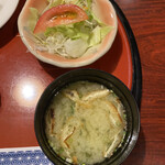 あじ彩 - 味噌汁のお揚げを炙るの珍しいかも。