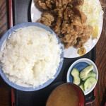 味の食卓 - 豚唐揚げ定食600円込ご飯大盛り