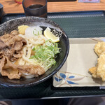 はなまるうどん - 料理写真:おろし肉ぶっかけ、かしわ天