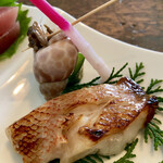Suzu - 「地場産惣菜3種」①赤魚の西京焼きとつぶ貝