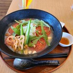 RICE CUISINE S⊇YA - 玄米黒酢で食べる、冷やしトマトラーメン