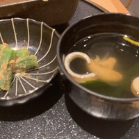 うなぎ四代目菊川 東京駅黒塀横丁店 - 肝吸いと小鉢