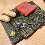鮨・酒・肴 杉玉 - 中落ちほじくり手巻き寿司