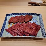 江戸焼肉 - タレ肉 純血但馬万葉牛３６か月 ヒレと神のハラミ