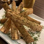 さか本 そば店 - 名物の山芋素揚げ