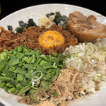 豚風。 - 限定『つめたいわん 海老』（1,300円）＋塩変更（50円）＋豚増し（150円）、ニンニク・ホアジャオ