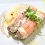 オステリア イルファーロ - ヒラメのサルティンボッカ マッシュルームとポルチーニのクレーマ