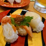 Kappa Sushi - 北海道 三昧 ・ホタテ ・サーモンいくらのせ ・北海道産スルメイカのたらこのせ