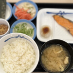 Matsuya - 焼鮭定食+納豆ライス並盛