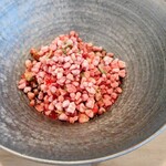 ACiD brianza - 酸と酸(提供時) ラズベリーとヘーゼルナッツ、何か緑の素材ときれいなカラーリング