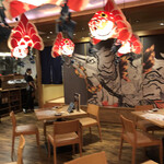 青森ねぶたワールド - 広いスペースは天井が金魚だらけ