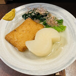 おかめ - 大根、イカ天、ほうれん草