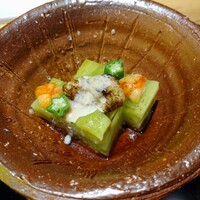 高麗橋 吉兆 なんばダイニングメゾン店 - 茄子のゼリー寄せ