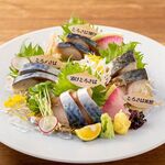 Assortment of 4 types of fatty mackerel sashimi