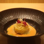 RISTORANTE IL NODO - ガスパッチョ 小田原中戸川さんのトマト ウニ カッペリーニ 紫蘇