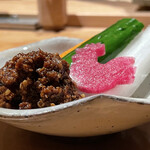 焼き鳥 とりら - スティックサラダ鳥味噌添え