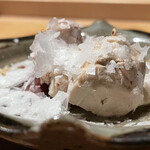 焼き鳥 とりら - 白肝ズリ刺し淡雪塩