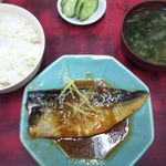 市場食堂 - 本日の定食。サバの味噌煮定食。600円。