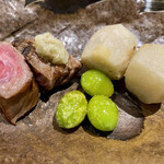 食堂こなん - 焼物 知多牛ステーキ 新里芋 銀杏