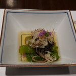 柳家錦 - 万願寺唐辛子と白なす、ポン酢掛けジュレ