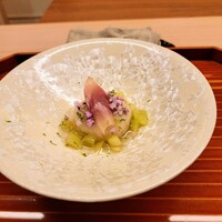 壱 - 蓮根餅、シャインマスカット、穂紫蘇、茗荷