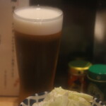 Torikushi Ippa - 生ビール、お通しのキャベツ