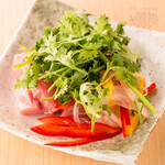 Fresh fish and mizuna salad