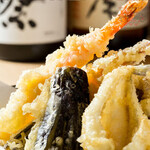 Seasonal vegetables and shrimp tempura