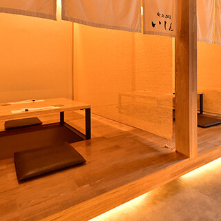 Private and semi-private rooms where you can relax with a sunken kotatsu