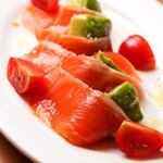 Marinated salmon and avocado