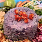 Spice&Dining KALA - バタフライピーで色付けされたライスにライム搾ると色の変化楽しめる♪