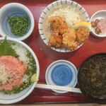 Tsukiji Shokudou Genchan - ねぎとろ丼唐揚げセット 1012円