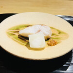 富小路 やま岸 - 白甘鯛の焼き加減は最高。あけがらしをつくて頂く。