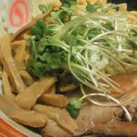 武蔵野アブラ學会 - 201304　武蔵野アブラ學会　満腹定食（1000円）武蔵野油そば大盛