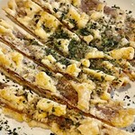 お好み焼き 鉄ちゃん - イカ焼きはきちんと包丁で細切りにして焼いてくれます