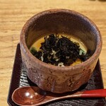 天ぷら たけうち - 渡り蟹ほぐし身と天草の海苔茶碗蒸し