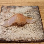 天ぷら たけうち - 赤むつ昆布締めと槍烏賊、何回食べても美味しい